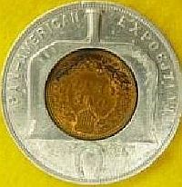 dust pan 1901 Pan American Exposition  encased cent reverse
