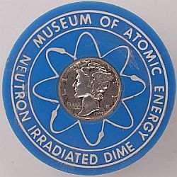 obverse of an example of a Worlds Fair irradiated dime