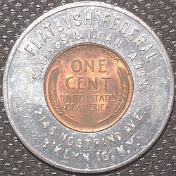 Flatbush Federal Savings and Load encased cent 1945 Victory rev
