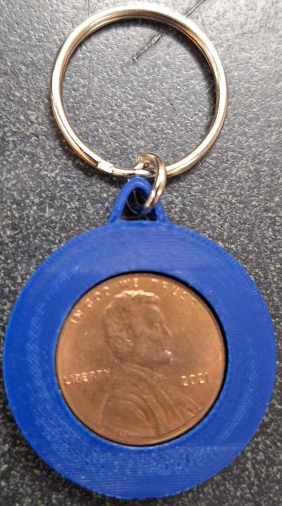 Plastic Encased cent with key ring