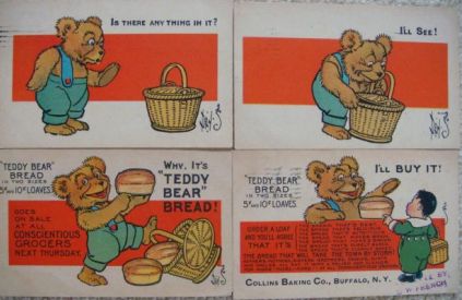 teddy Bear bread postcards illustrated by  WW Denslow