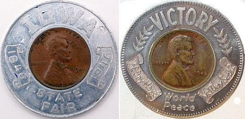Comparison of Obverse Victory World Peace and IOWA State Fair
